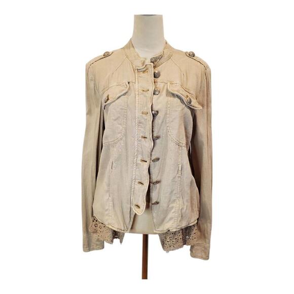 Free People - Tan Utility Jacket - Size Medium - Picture 2 of 9